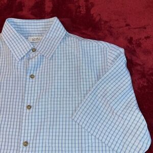 Croft & Barrow Mens Blue White Check Easy Care Short Sleeve Button Down Shirt S